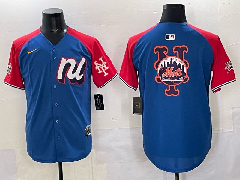 Men New York Mets Blank Blue red All star 2025 Nike MLB Jersey style 02->milwaukee brewers->MLB Jersey